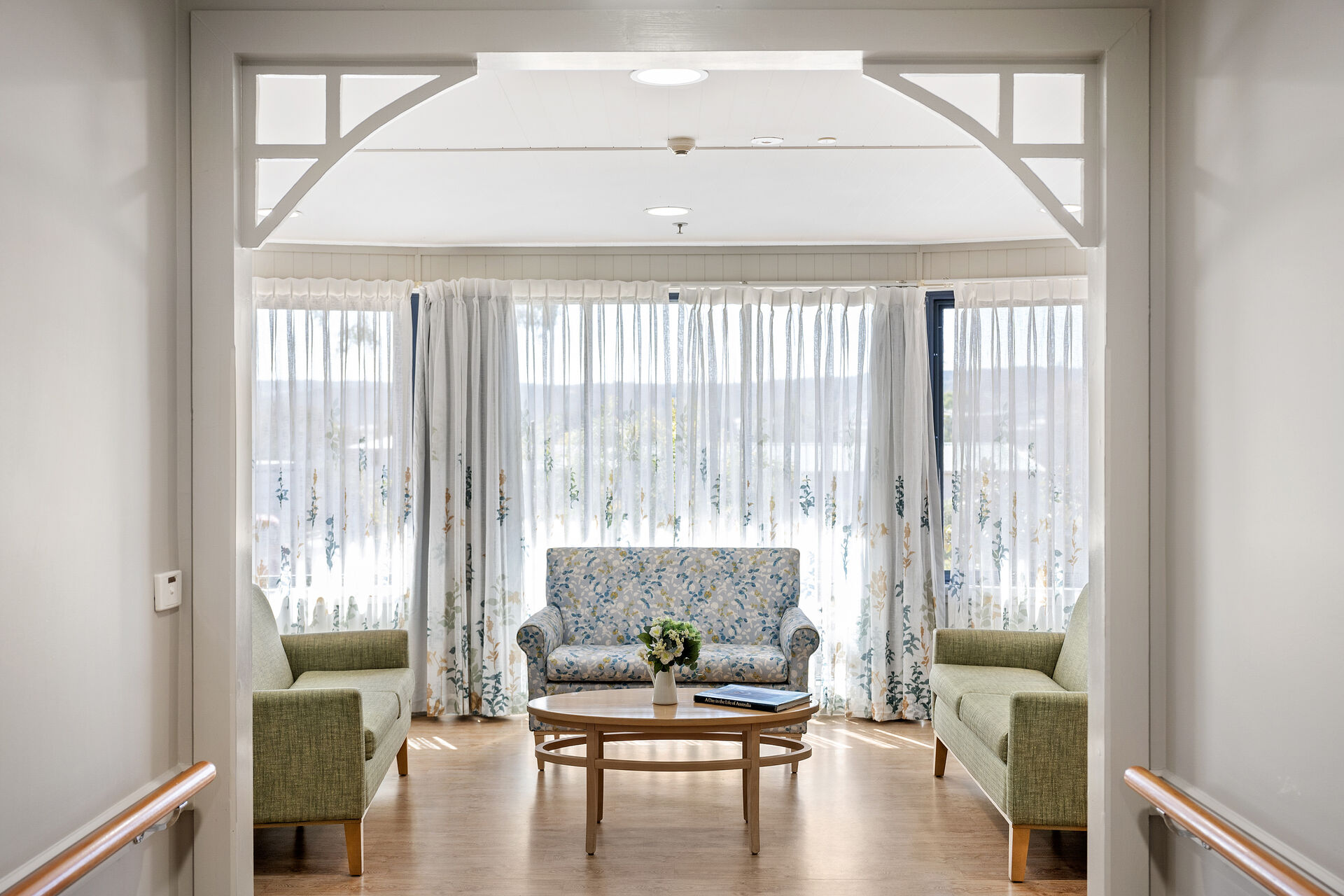 communal lounge room for aged care residents with an abundance of natural light in the george forbes aged care home in Queanbeyan nsw
