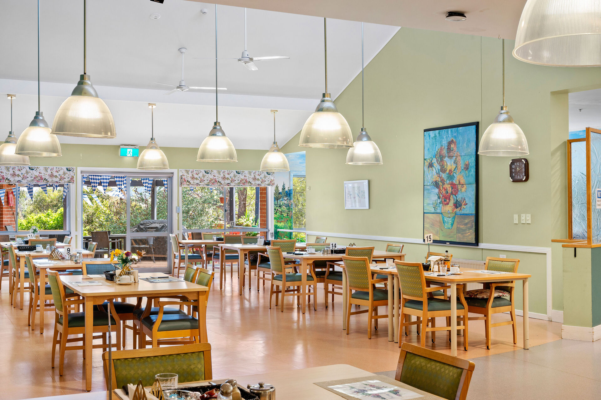 large communal dining room serving fresh meals to the aged care residents of the george forbes aged care home in Queanbeyan nsw